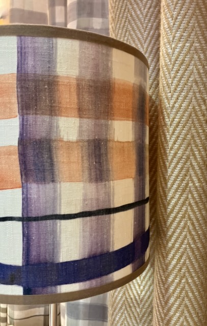 Abat-jour à carreaux, tissu madras
