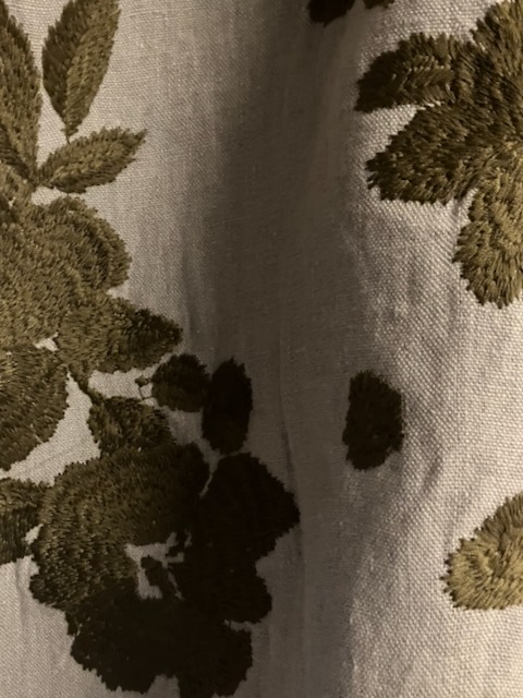 Velours dévoré olive à motif floral